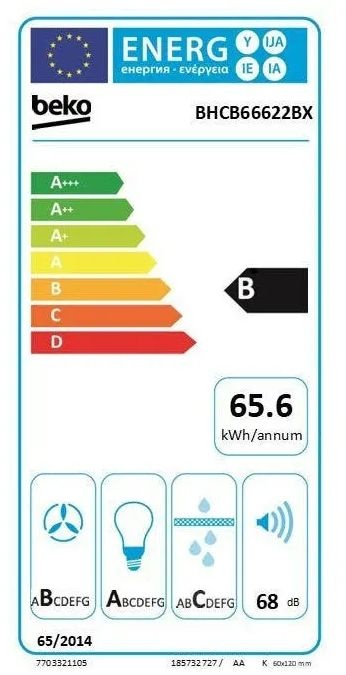 Beko BHCB66622BX - Wandschouw afzuigkap