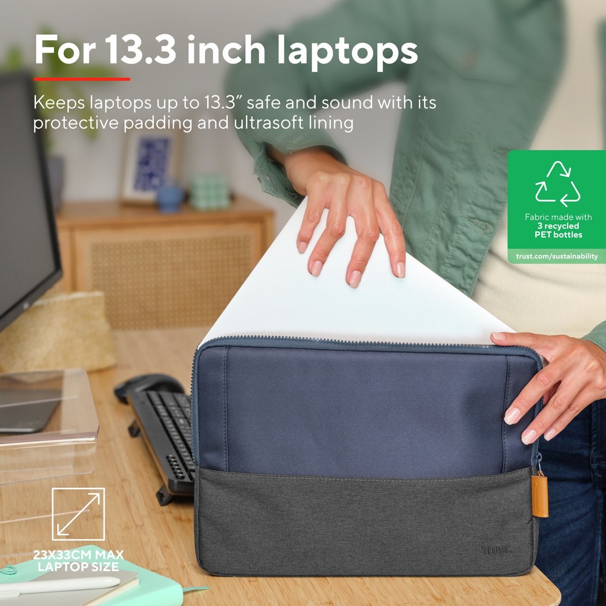 Trust Lisboa 13.3" Blauw - Laptop Sleeve