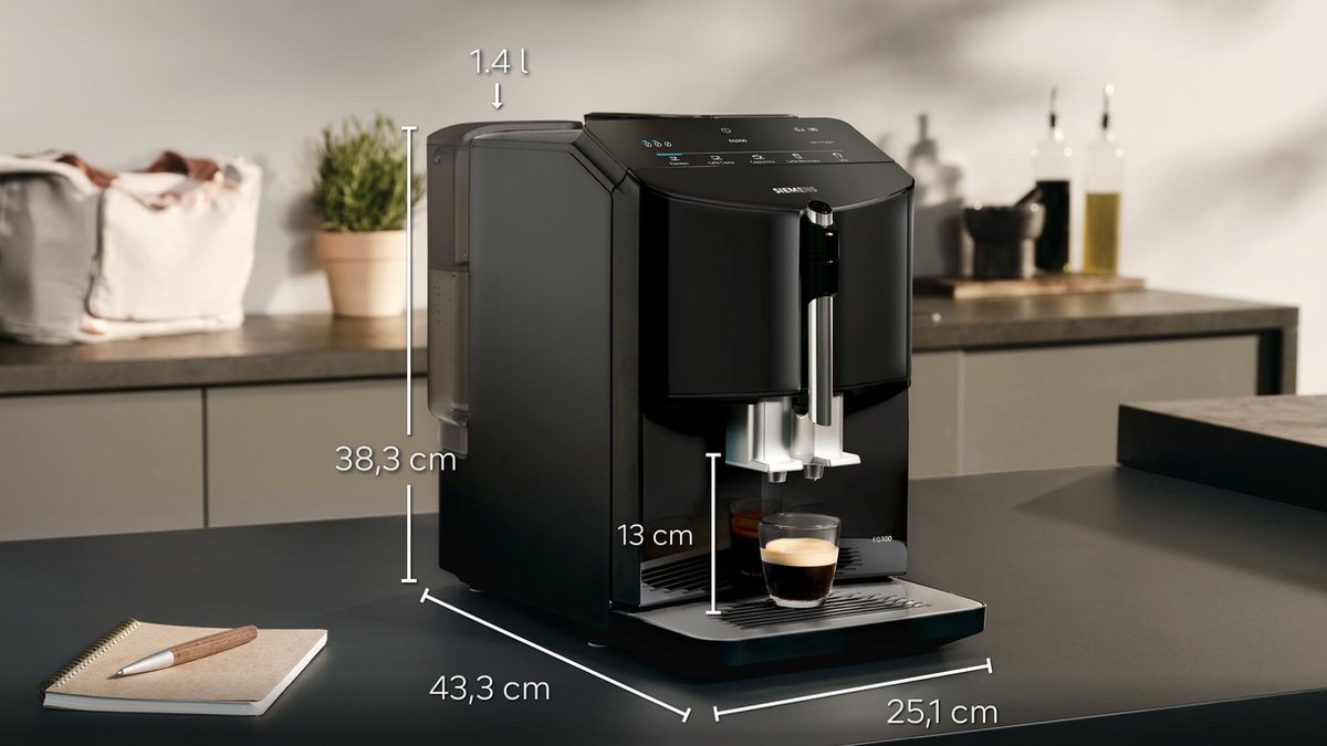 Siemens EQ300 TF301E09 Piano Black - Koffiemachine