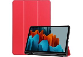 Just in Case Samsung Galaxy Tab S7 TriFold Smart Book Case Pen Slot Rood - Tablethoes