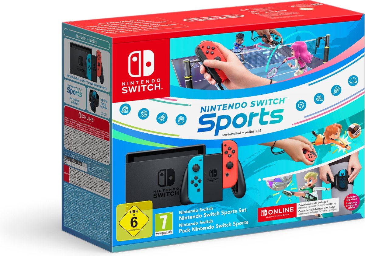 Nintendo Switch Rood/Blauw + Switch Sports + 12 maanden Nintendo Switch Online - Console