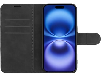 Just in Case iPhone 16 Premium Wallet Case Zwart - Telefoonhoesje