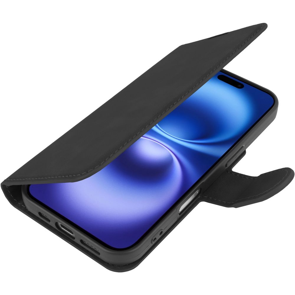 Just in Case iPhone 16 Premium Wallet Case Zwart - Telefoonhoesje