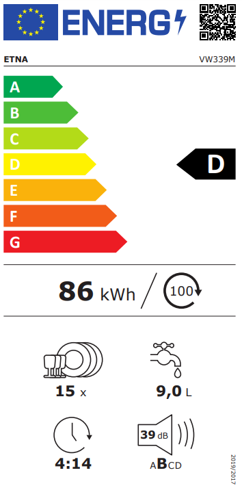 ETNA VW339M - Inbouw vaatwasser