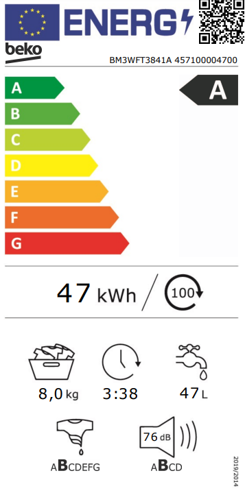 Beko BM3WFT3841A EnergySpin Antraciet - Wasmachine