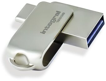 Integral 360-C Dual USB-C & USB 3.0 128GB Zilver - USB-stick
