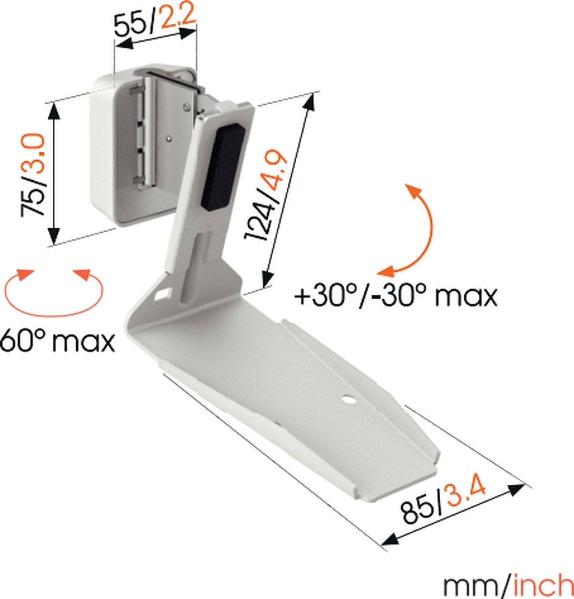 Vogel's SWM 4131 voor Sonos Era 300 Wit - Muurbeugel