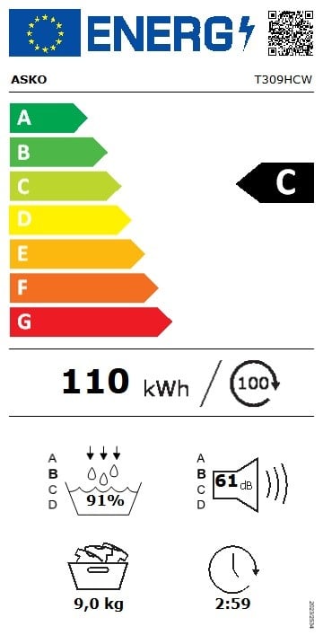 ASKO T309HCW - Warmtepompdroger