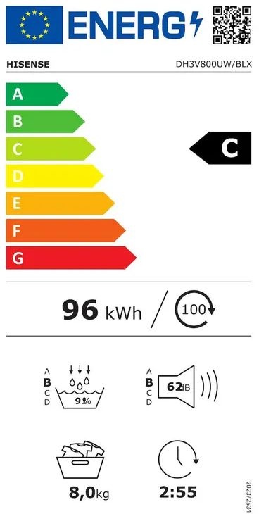 Hisense DH3V800UW/BLX - Warmtepompdroger