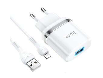 Hoco N1 Oplader met Lightning kabel 1 meter Wit