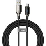 Veger AC1 USB-A naar USB-C kabel 1.2m Braided 66 Watt met display