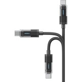 Veger CC16 USB-C naar USB-C kabel 1.5m Braided Aluminium 100 Watt met display