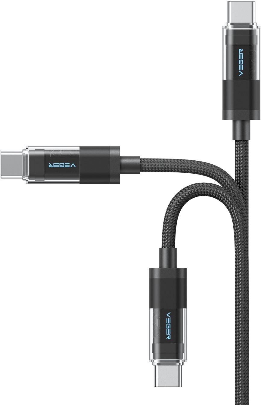 Veger CC16 USB-C naar USB-C kabel 1.5m Braided Aluminium 100 Watt met display