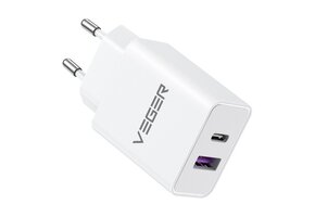 Veger Fast Charger 65W USB-C & USB-A Wit