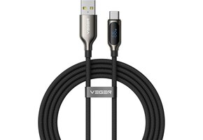 Veger AC1 USB-A naar USB-C kabel 1.2m Braided 66 Watt met display