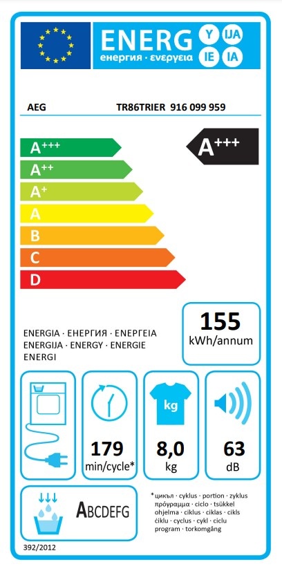 AEG TR86TRIER 8000 Serie AbsoluteCare - Warmtepompdroger