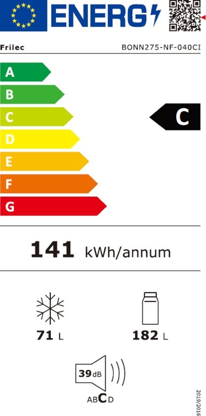 Frilec BONN275-NF-040CI - Koel-vriescombinatie