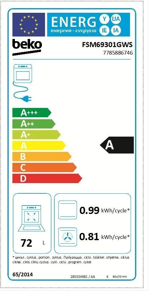 Beko FSM69301GWS  - Inductiefornuis
