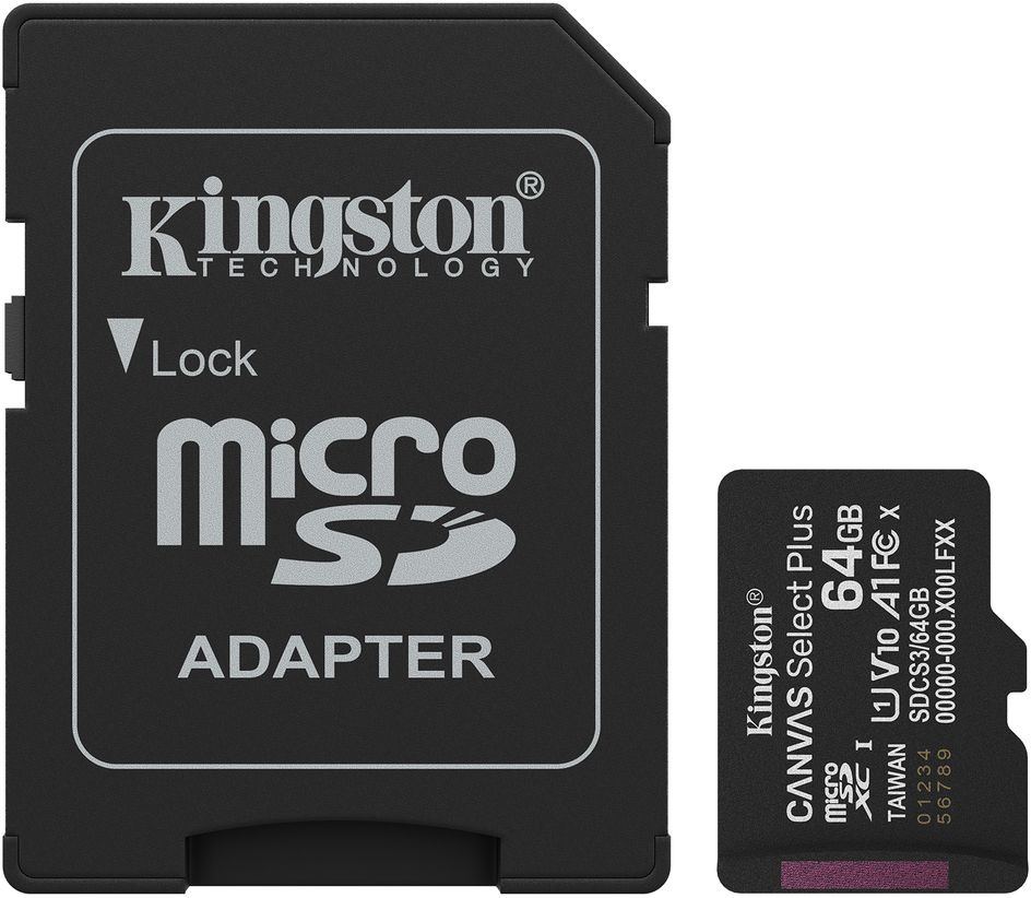 Kingston Canvas Select Plus Gen. 3 microSDXC 64GB met SD-adapter - Micro SD kaart