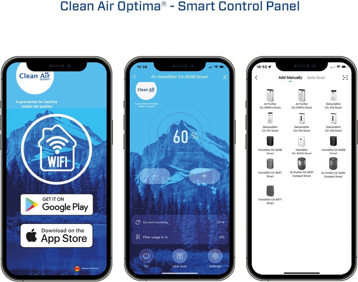 Clean Air Optima CA-604B Smart Zwart - Luchtbevochtiger
