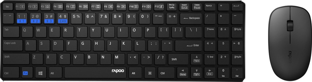 Rapoo 9300M Zwart - Toetsenbord + muis set