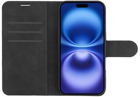 Just in Case iPhone 16 Premium Wallet Case Zwart - Telefoonhoesje