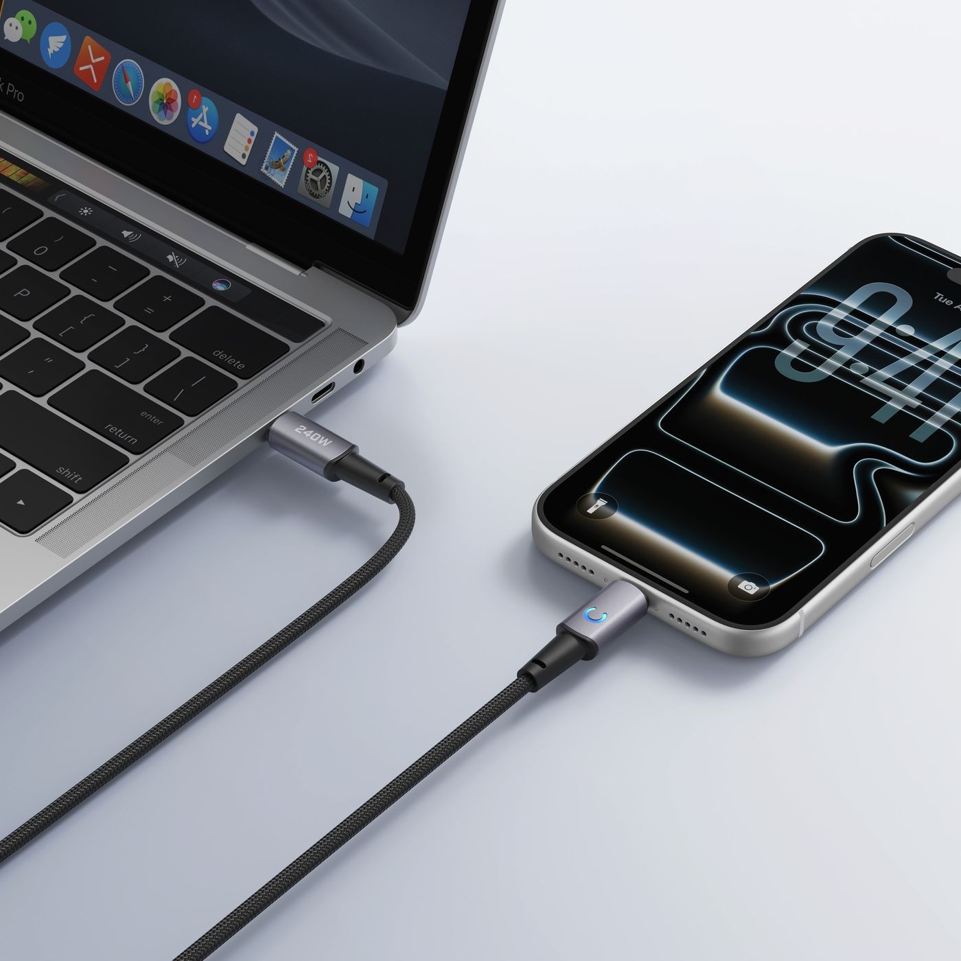 Veger CC2 USB-C naar USB-C kabel 1.5m Braided Aluminium 240 Watt