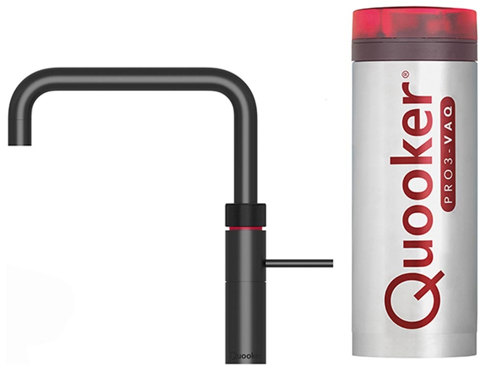 Quooker Fusion Square Zwart met PRO3 reservoir - Kokendwaterkraan