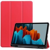 Just in Case Samsung Galaxy Tab S7 TriFold Smart Book Case Pen Slot Rood - Tablethoes