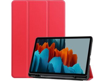 Just in Case Samsung Galaxy Tab S7 TriFold Smart Book Case Pen Slot Rood - Tablethoes