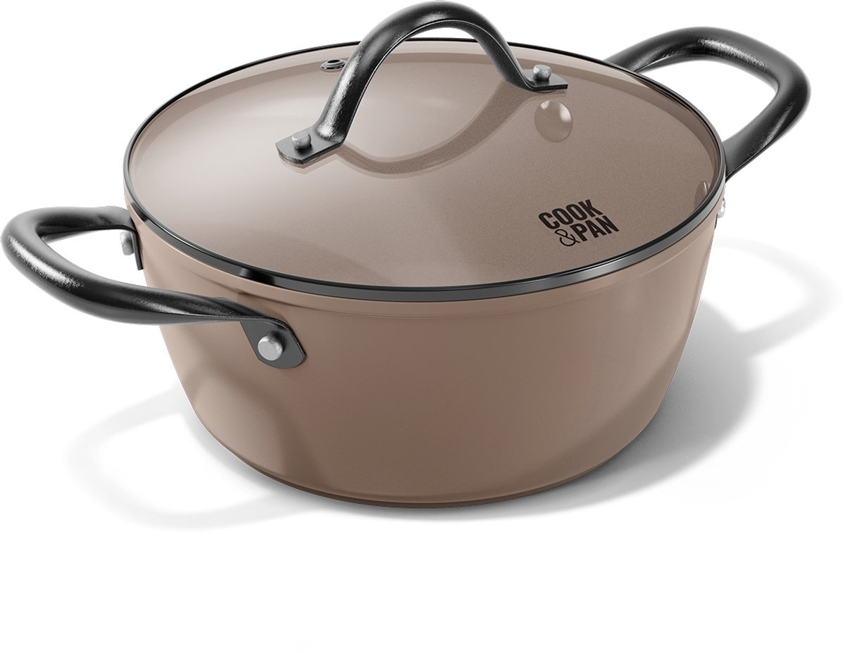Cook & Pan Taupe of Mind Kookpan met deksel 22 cm