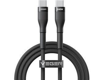 Veger CC03 USB-C naar USB-C kabel 1.5m Braided Aluminium 240 Watt
