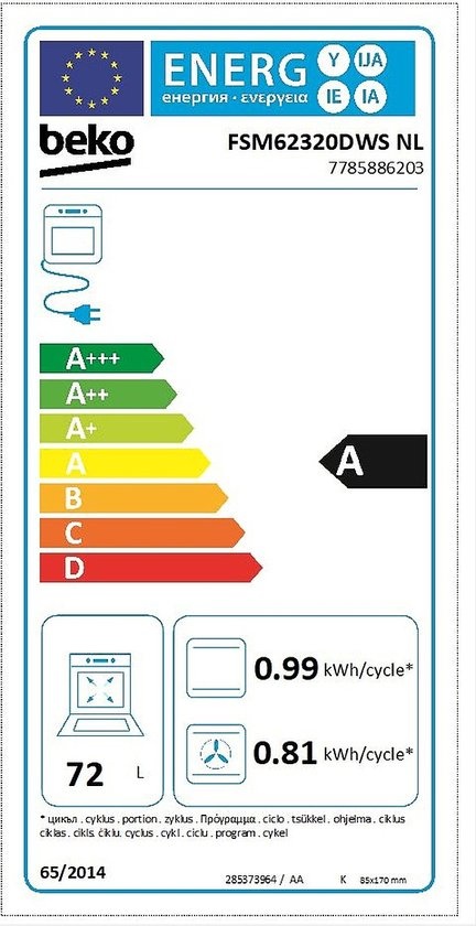 Beko FSM62320DWSNL - Gasfornuis