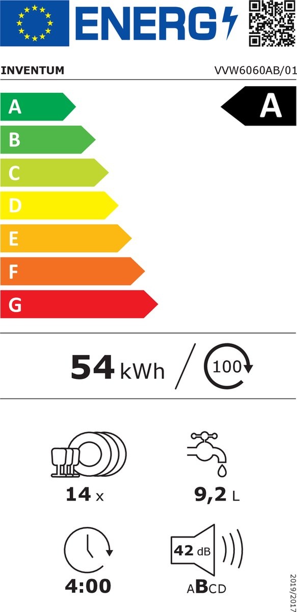 Inventum VVW6060AB - Vrijstaande vaatwasser