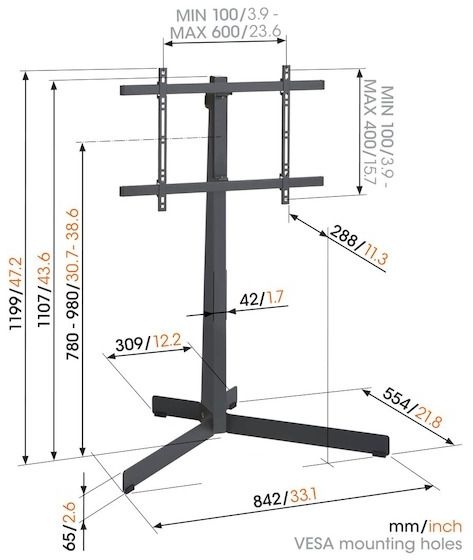 Vogel's TVS 3695W Wit TV Vloerstandaard (40 - 77 inch) - TV muurbeugel