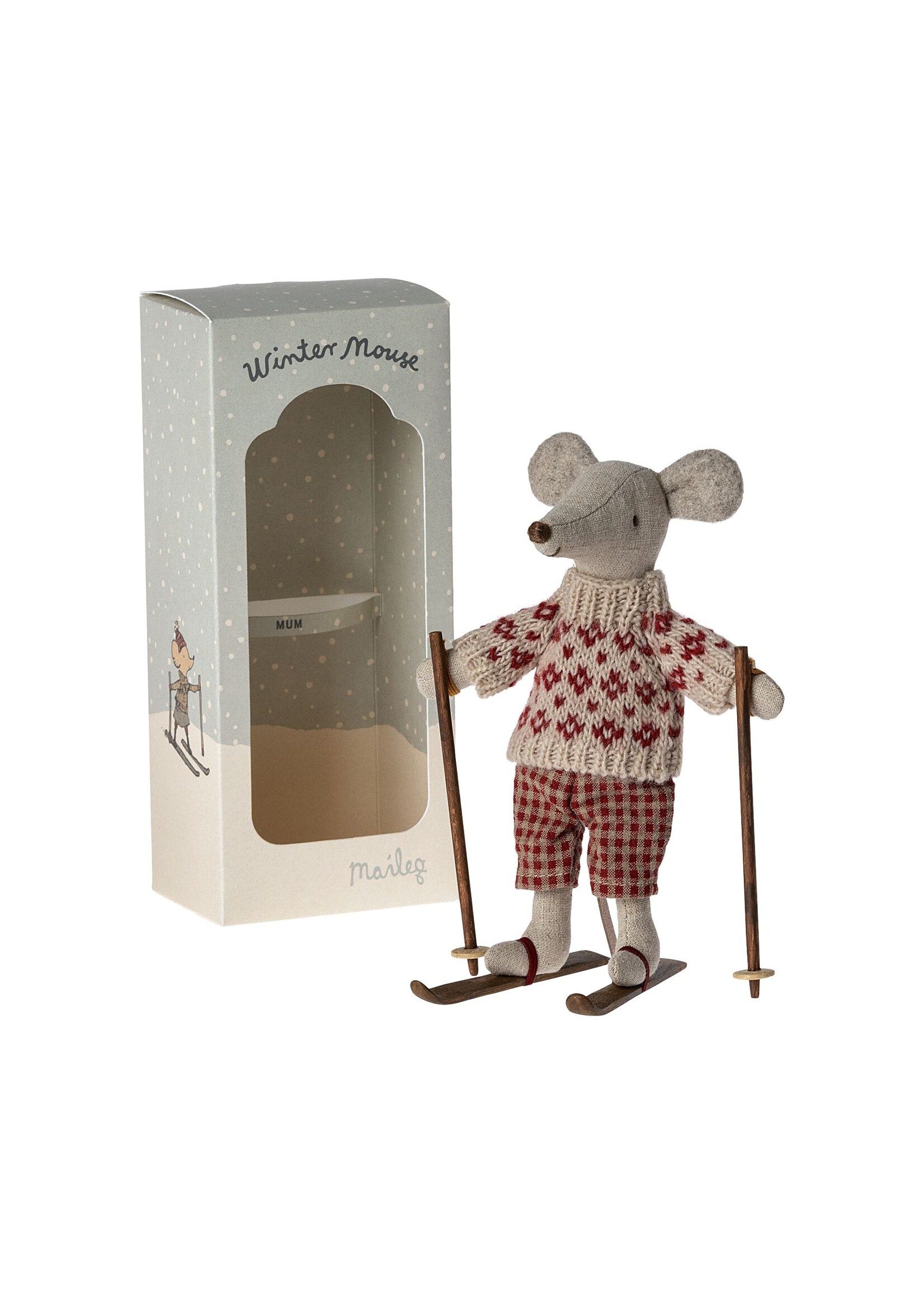 Maileg Winter Mouse with ski - Mum