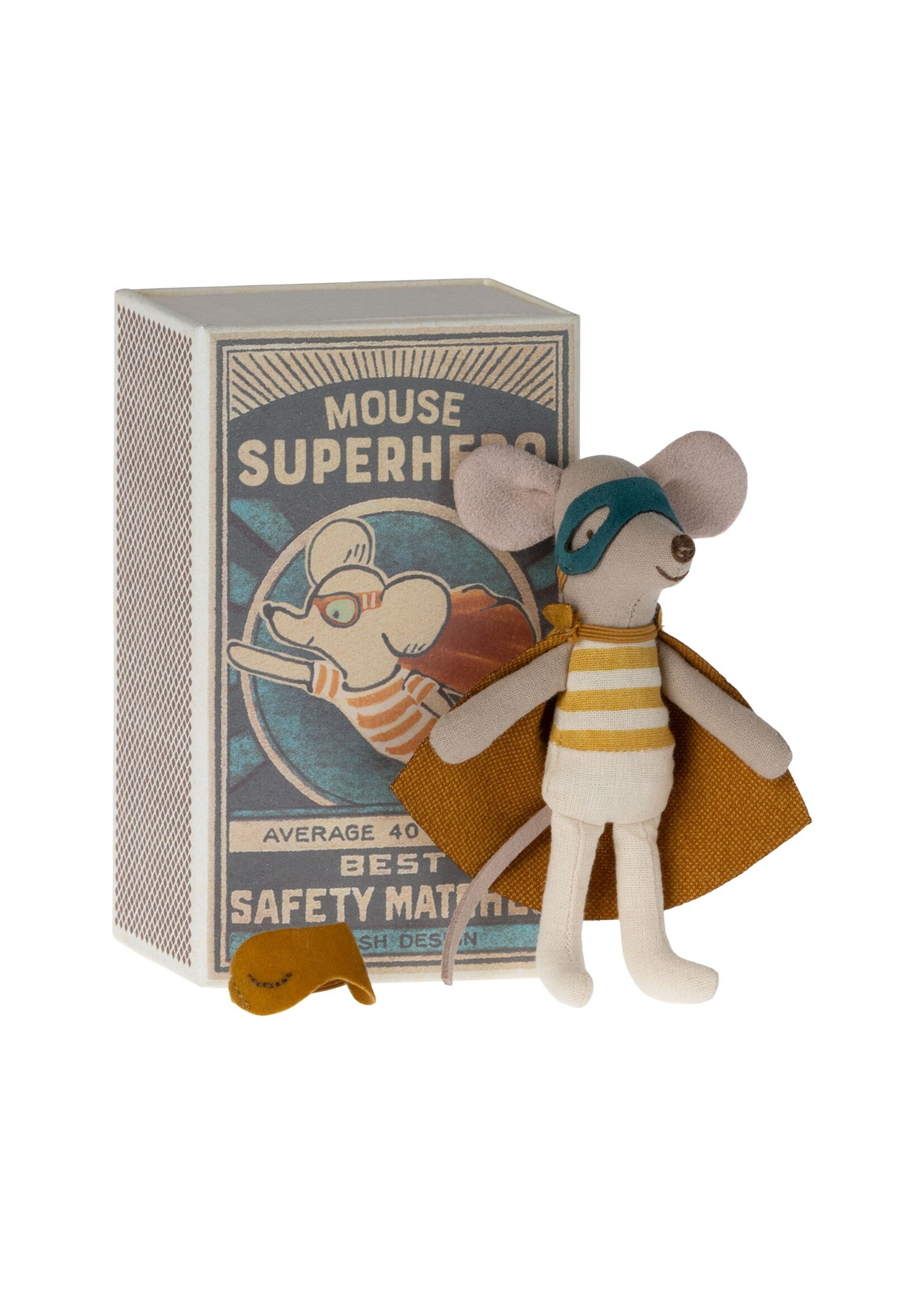 Maileg Super Hero mouse, Little brother in matchbox