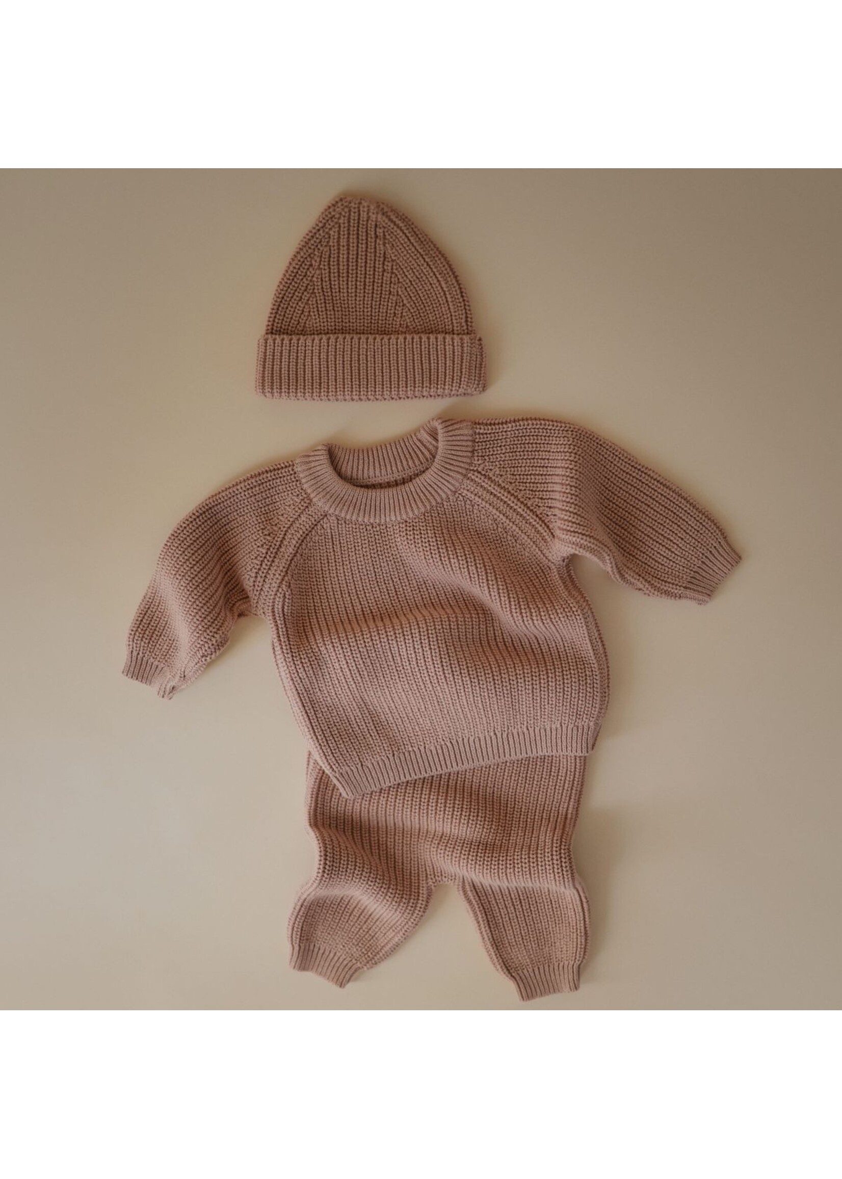 Mushie Mushie - Chunky Knit Beanie Blush 6-9 Maanden