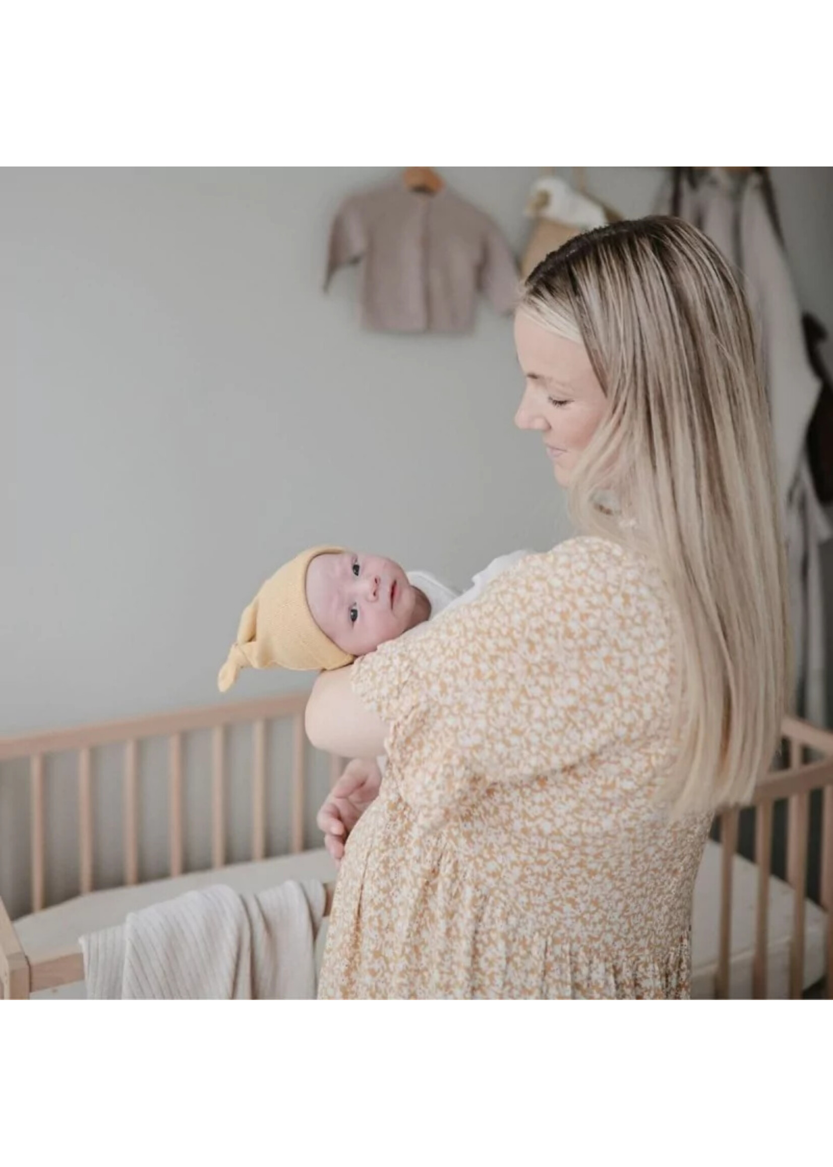 Mushie Mushie Ribbed Baby Beanie - Mustard Melange