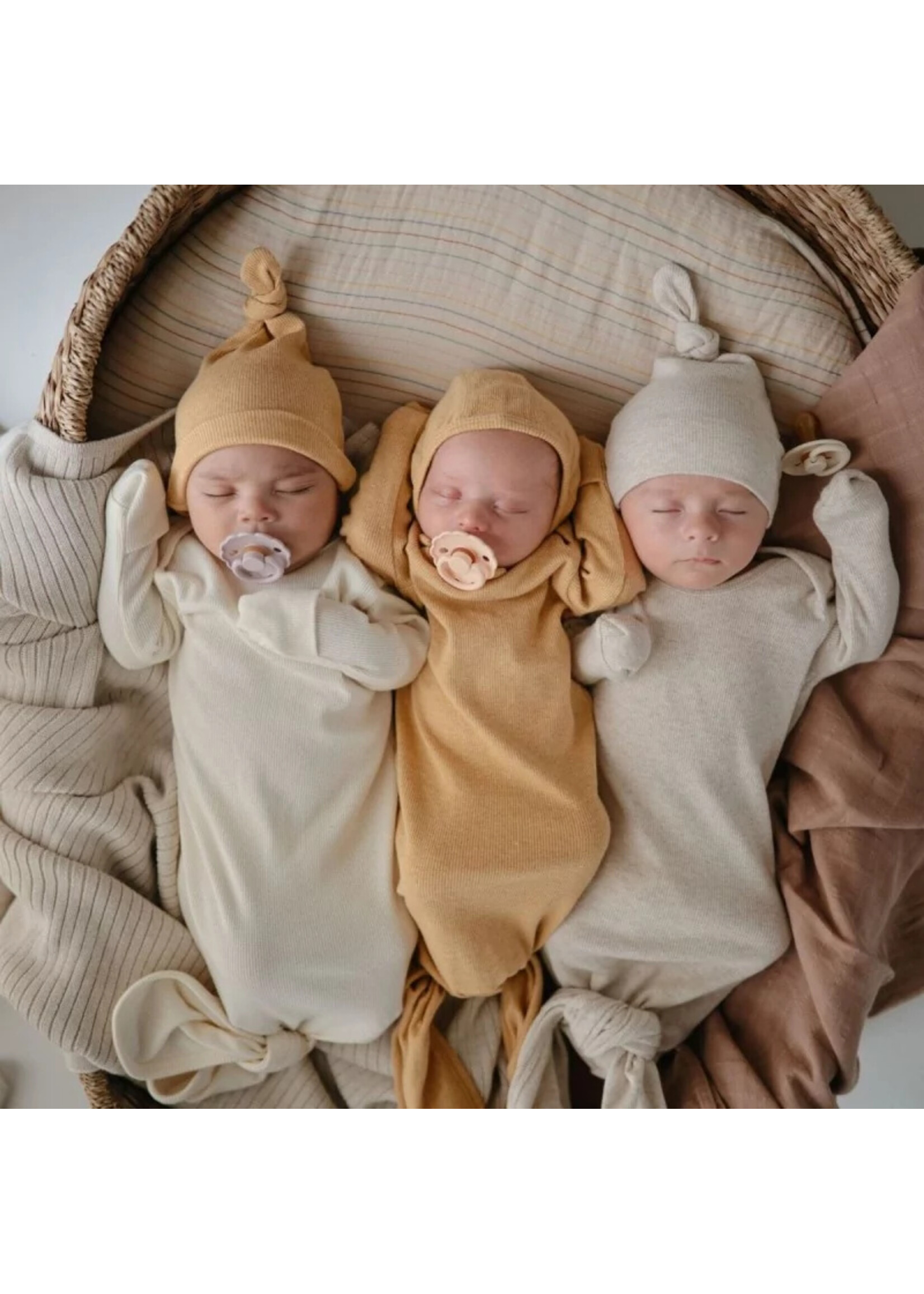 Mushie Mushie Ribbed Baby Beanie - Mustard Melange