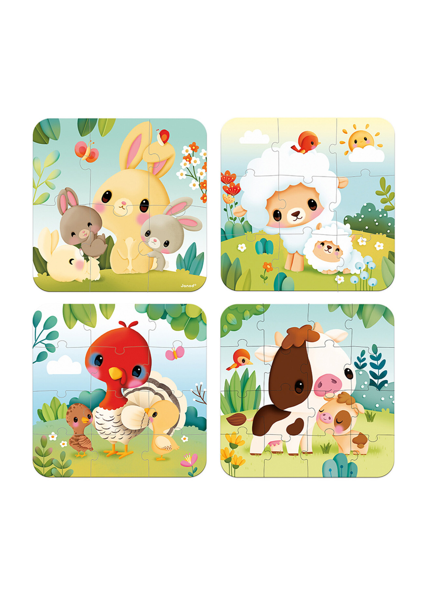 Janod Janod Puzzel - 4 puzzels boerderij (6-9-12-16 stukken)
