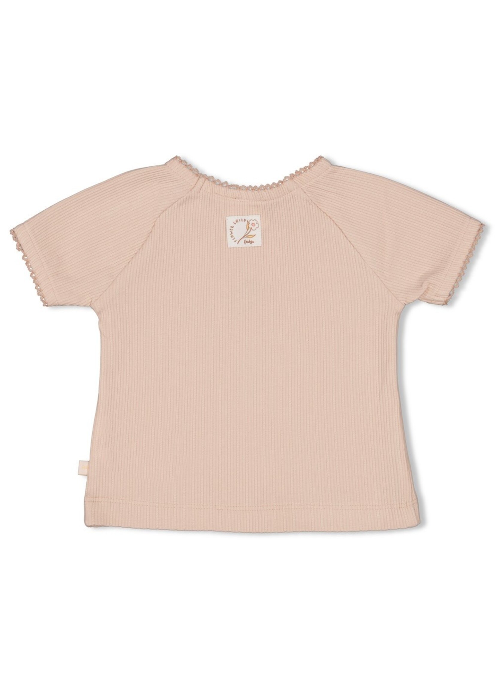 Feetje T-shirt pointelle - Flower Field – Roze