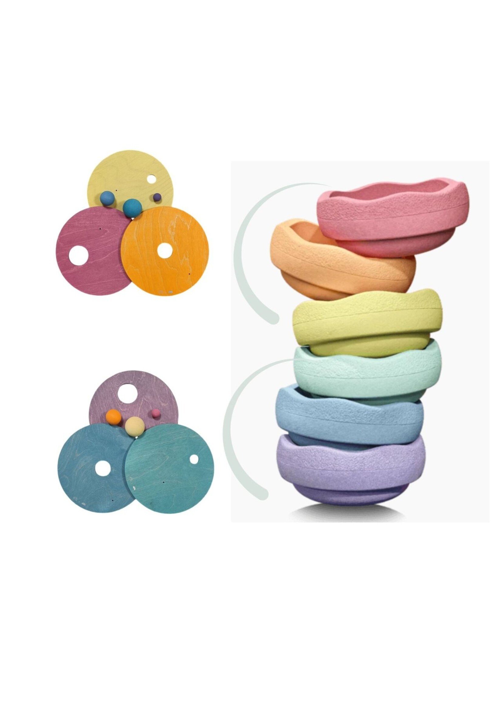 Grimms x Stapelstein Grimms x Stapelstein - Rolling Discs - Warm Pastel