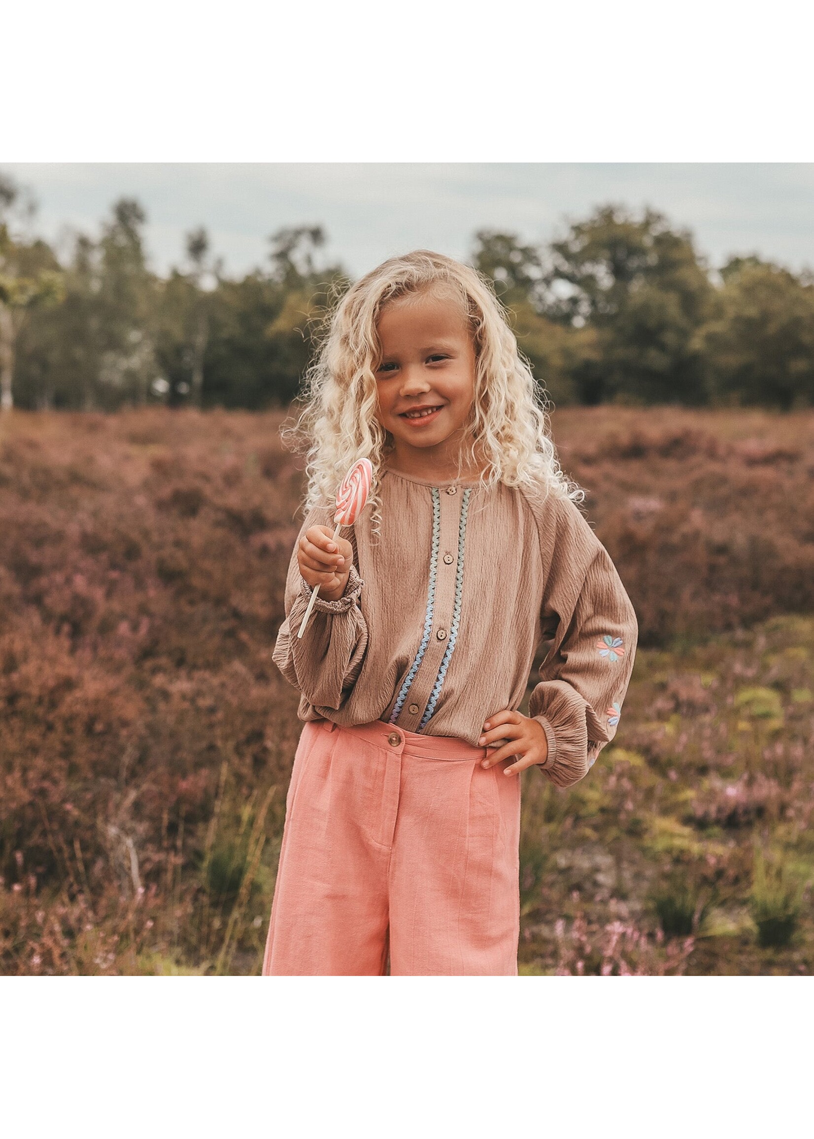 Your Wishes Your Wishes - Wavy Flowy Blouse - Stucco