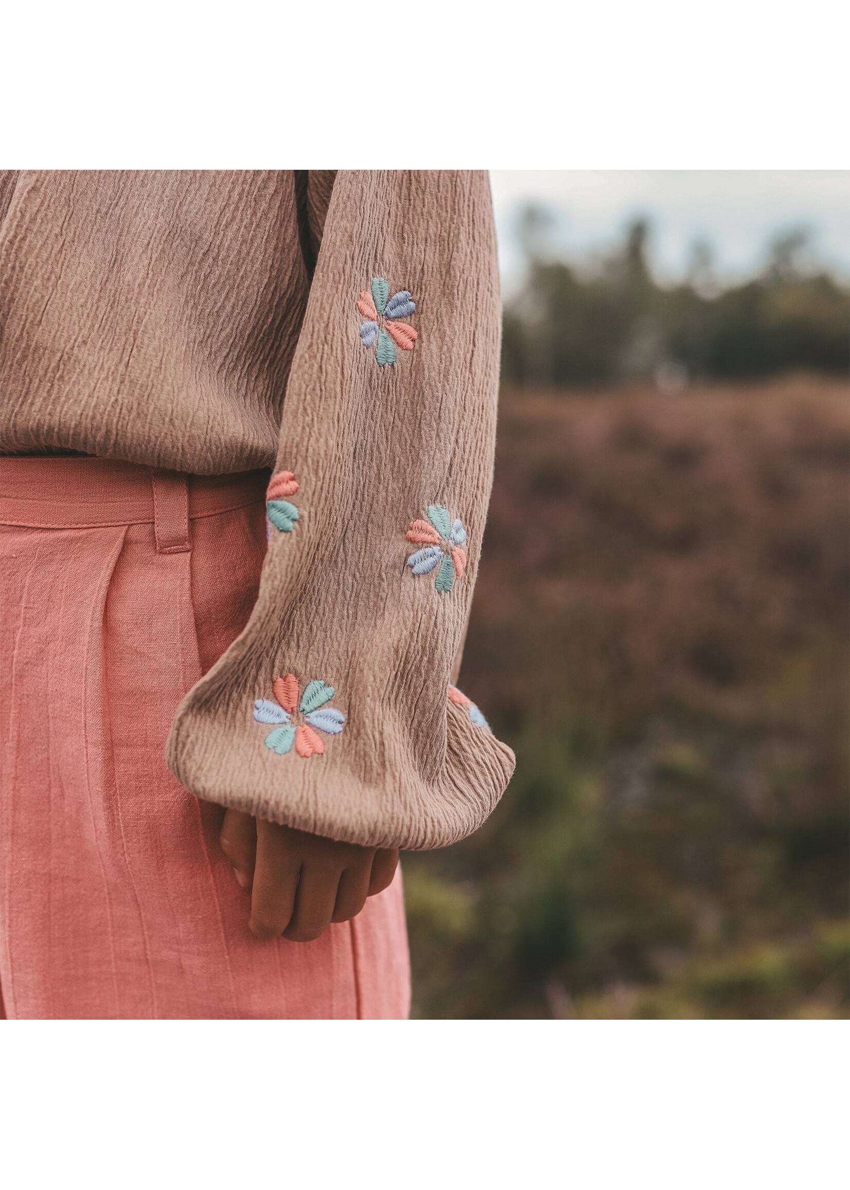 Your Wishes Your Wishes - Wavy Flowy Blouse - Stucco