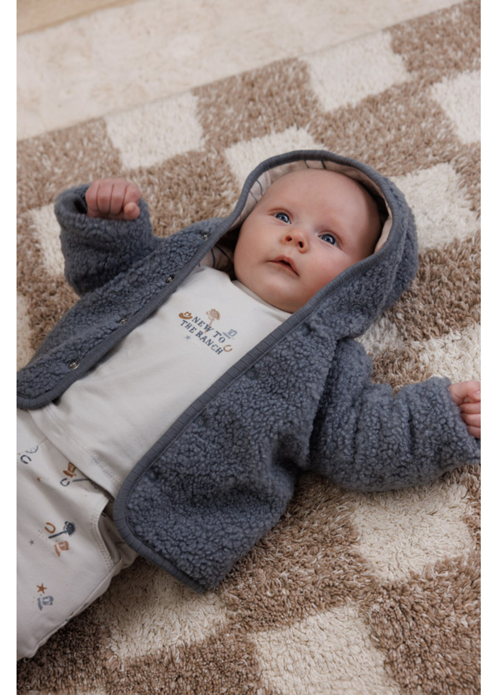 Feetje Bouclé Omkeerbaar Jasje Met Capuchon - Howdy Blauw