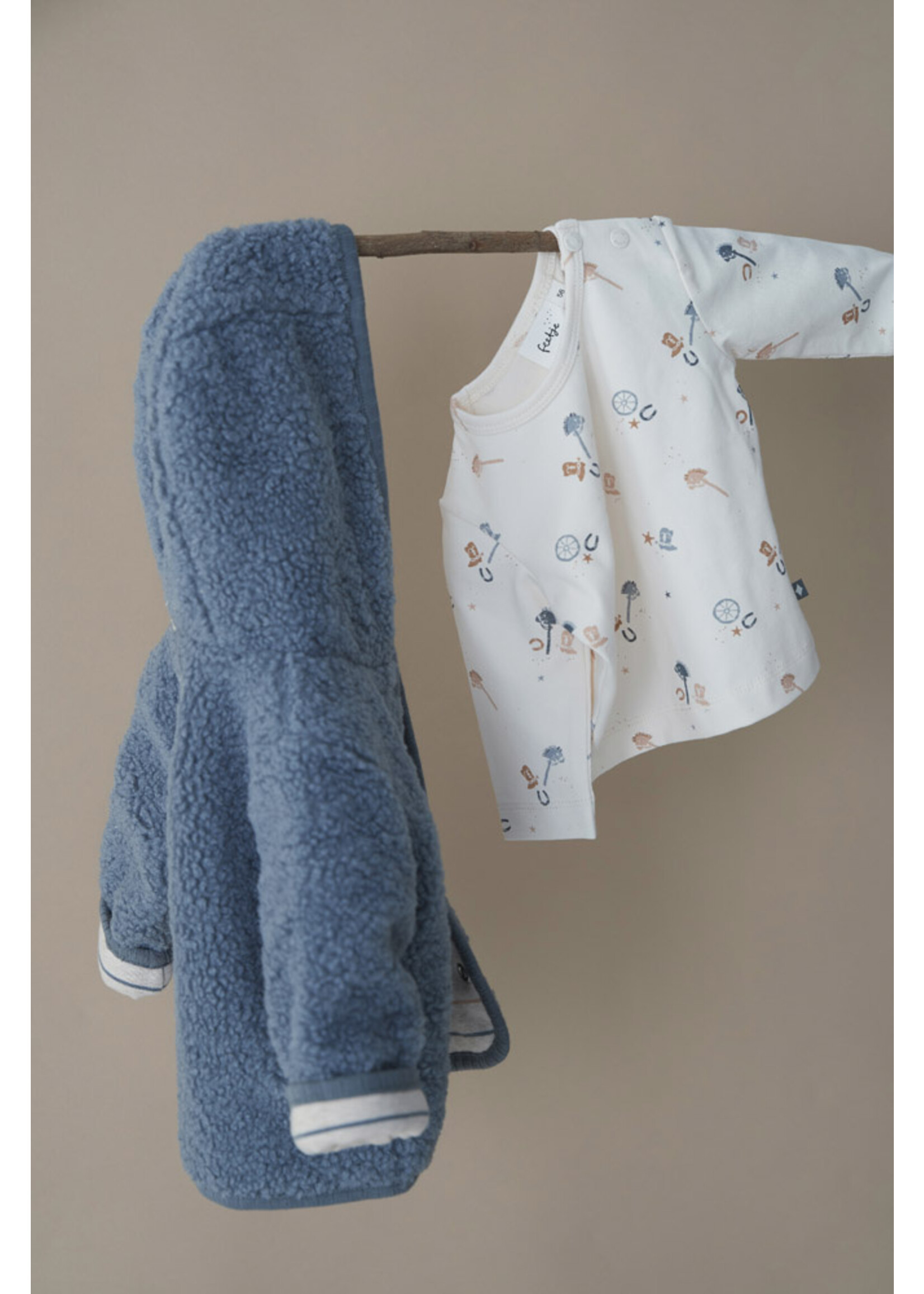 Feetje Bouclé Omkeerbaar Jasje Met Capuchon - Howdy Blauw