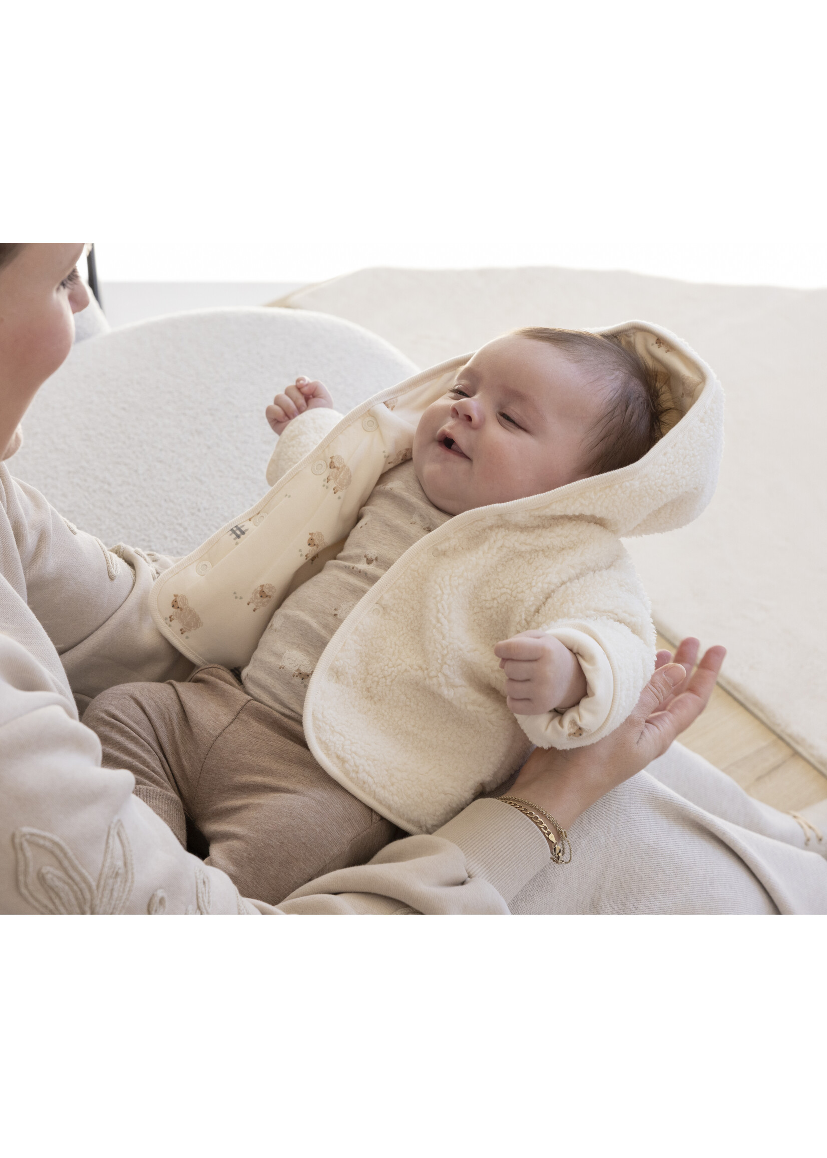 Feetje Omkeerbaar Teddy Jasje Met Capuchon - Sleepy Sheepy Creme