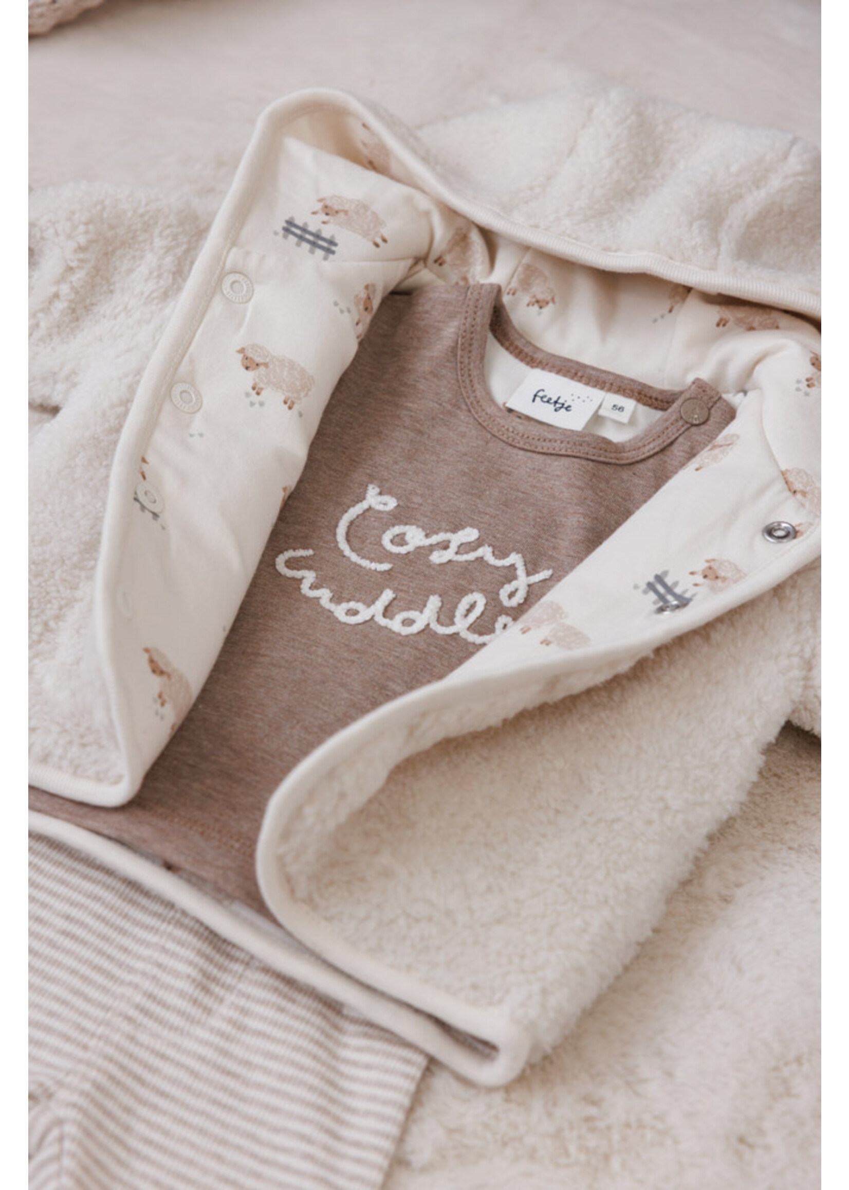 Feetje Omkeerbaar Teddy Jasje Met Capuchon - Sleepy Sheepy Creme