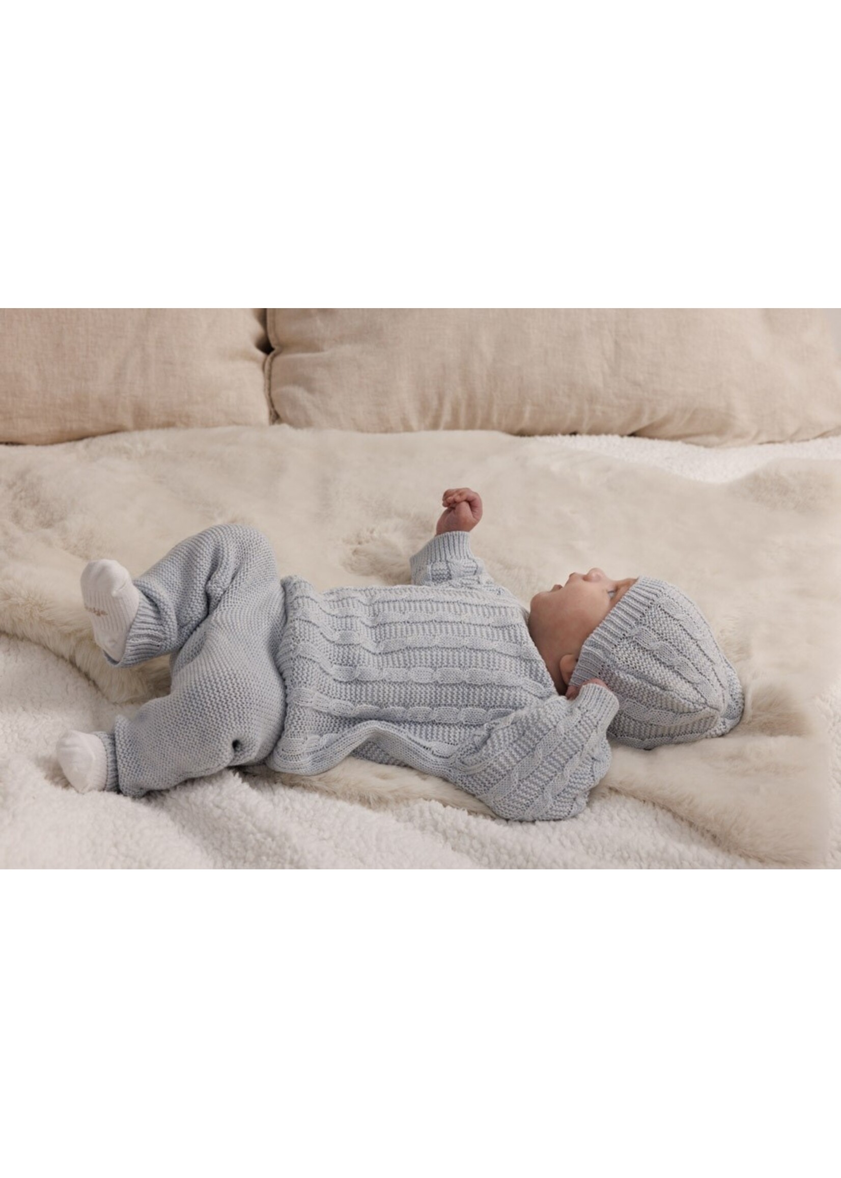 Feetje Mutsje gebreid - The Knits Blauw Melange
